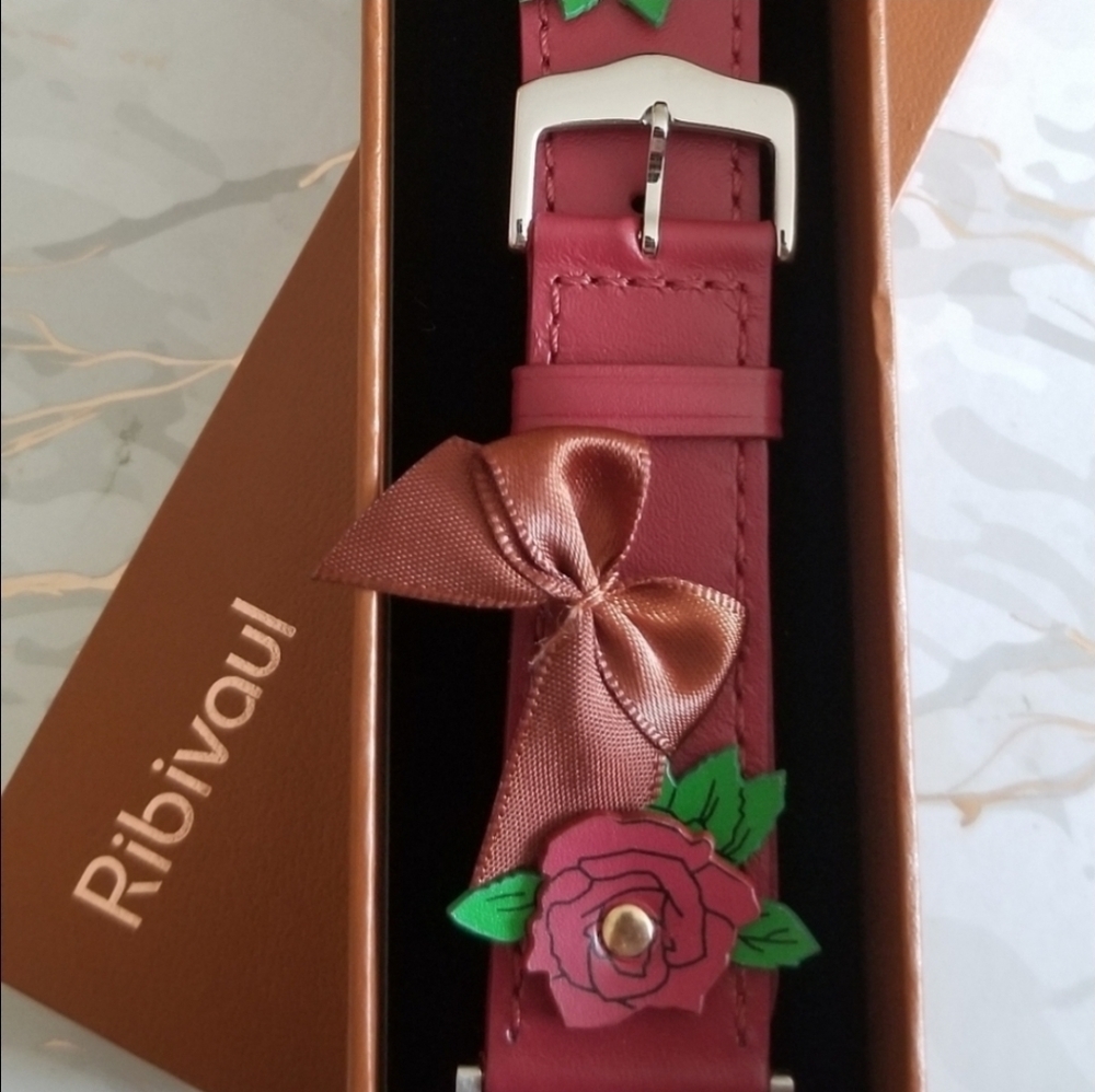 Handmade Rose Leather Watch Band Compatible with Apple Watch 42mm/44mm